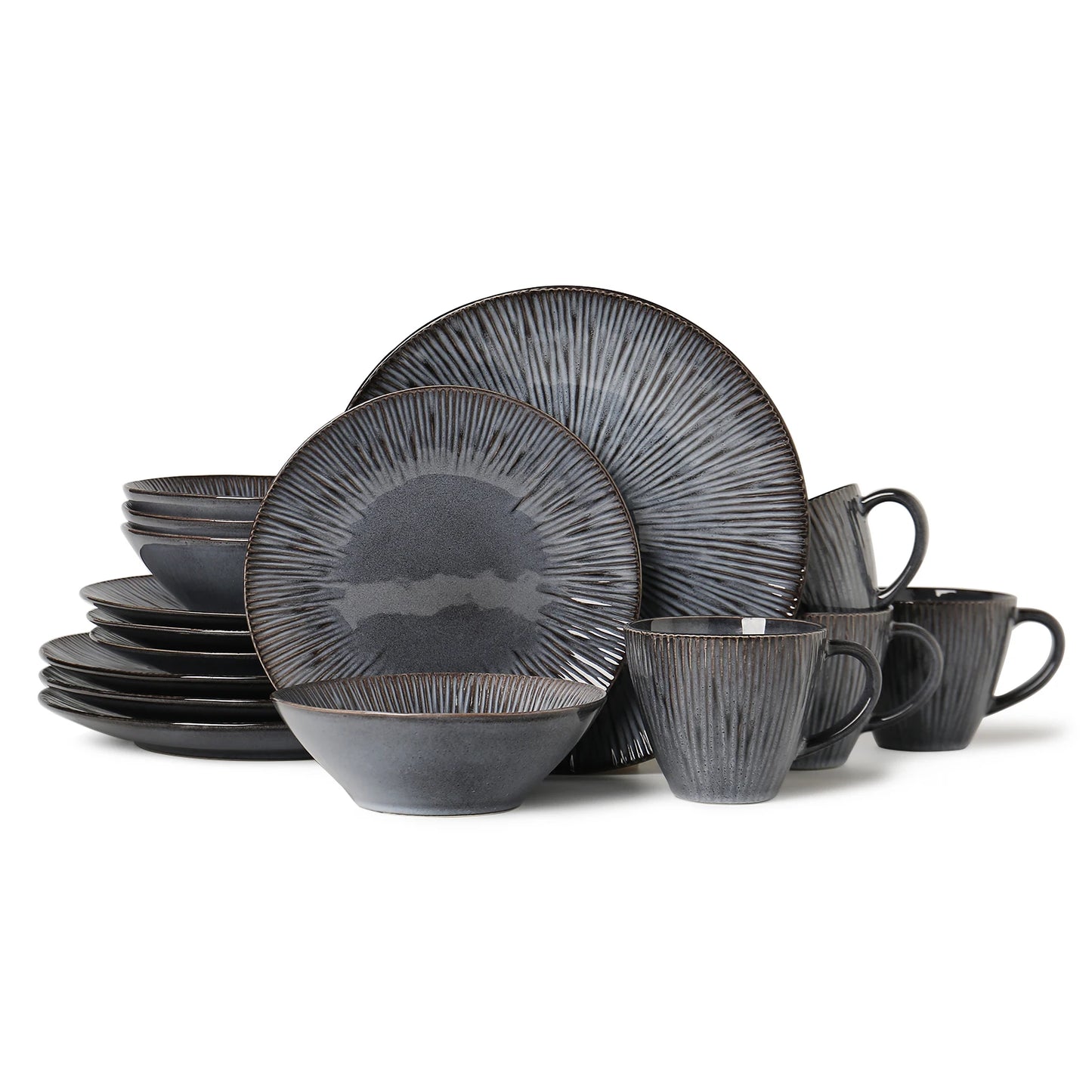 LUMORA 16-Piece Reactive Glaze Stoneware Dinnerware Set – Modern Luxury, Service for 4