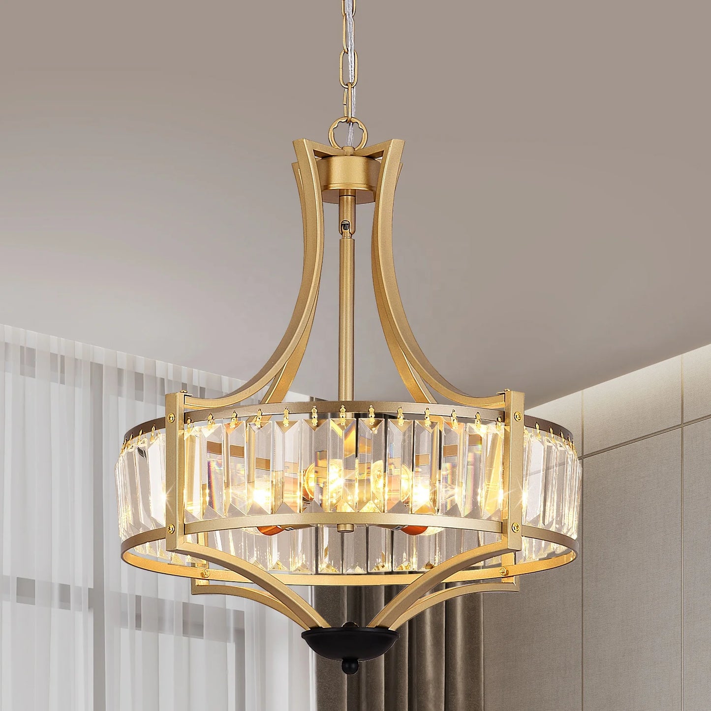 Gold Crystal Pendant Chandelier