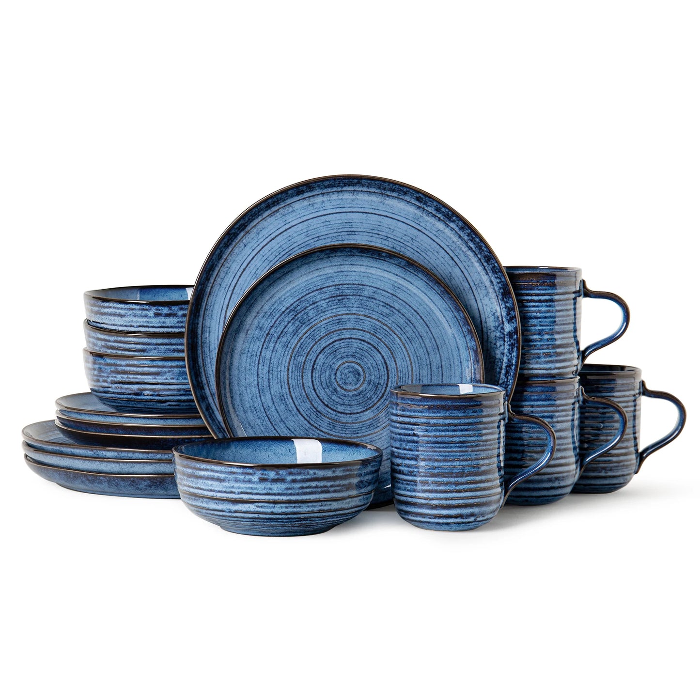 16-Piece Reactive Glaze Stoneware Set – Modern Luxury, Durable & Beautiful