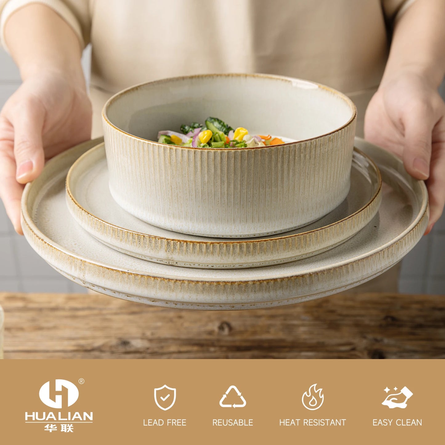 Lumora 16-Piece Reactive Glaze White Stoneware Dinnerware Set