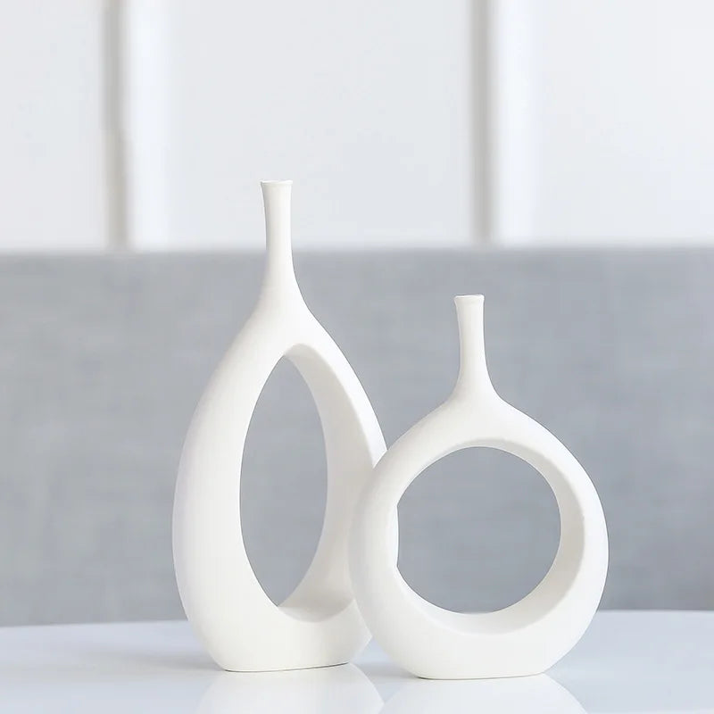 Minimalist White Porcelain Decorative Vase