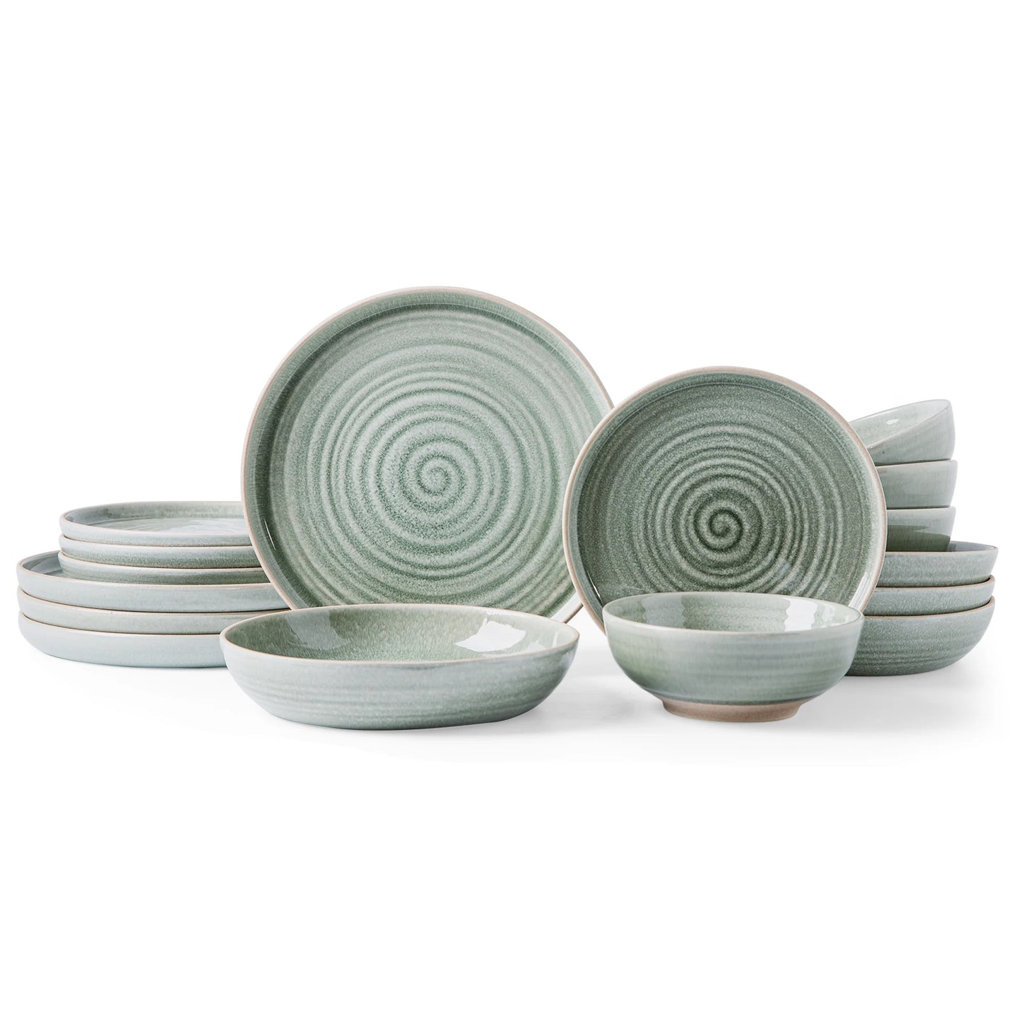 16-Piece Stoneware Dinnerware Set – Modern Luxury Style, Durable Ceramic with Unique Pattern