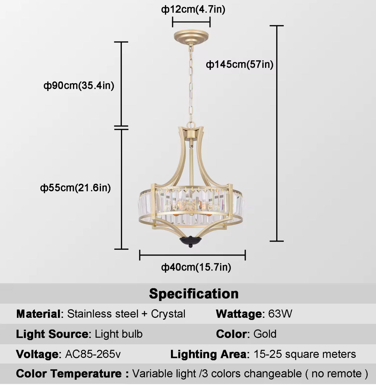 Gold Crystal Pendant Chandelier