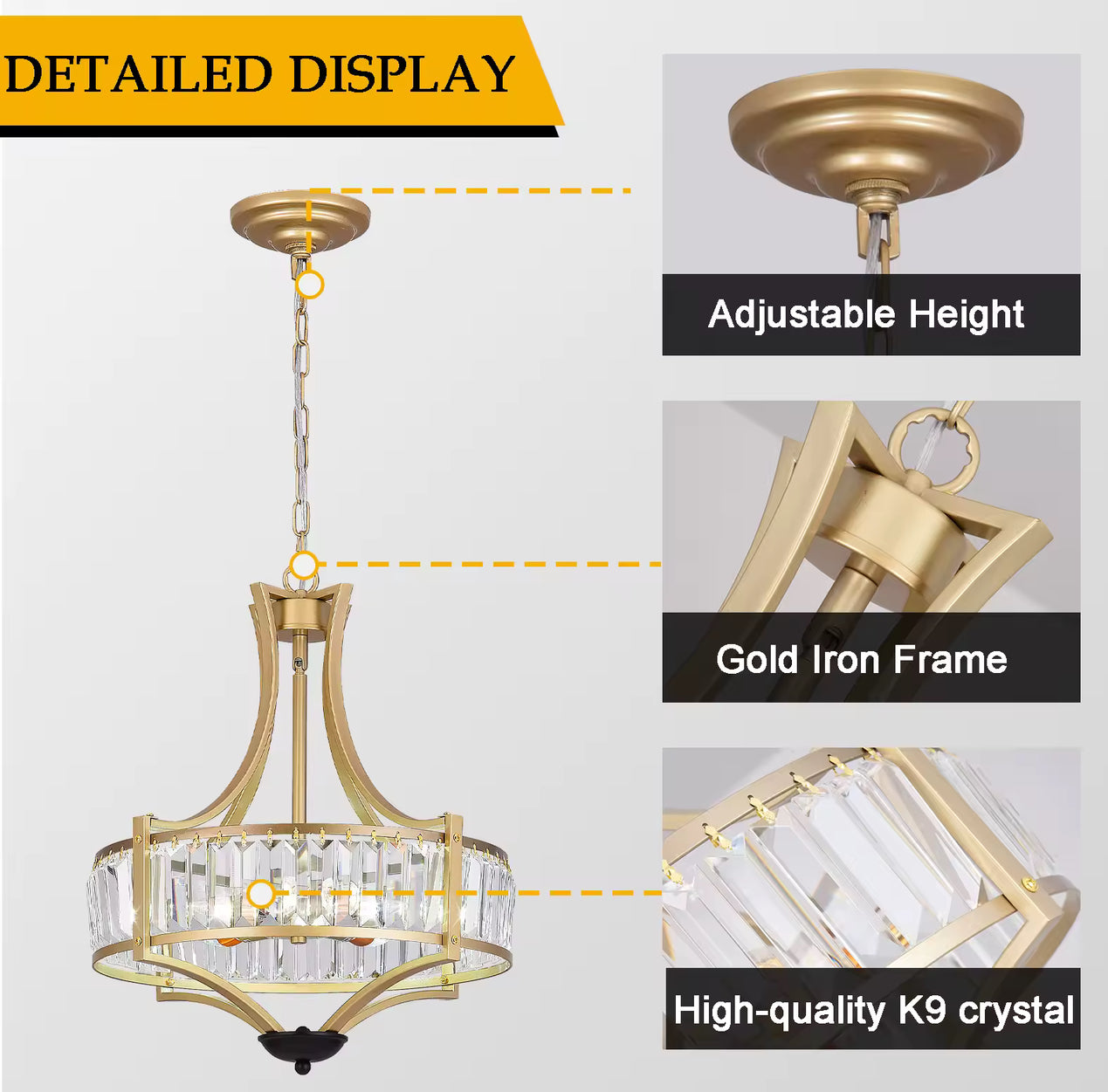 Gold Crystal Pendant Chandelier