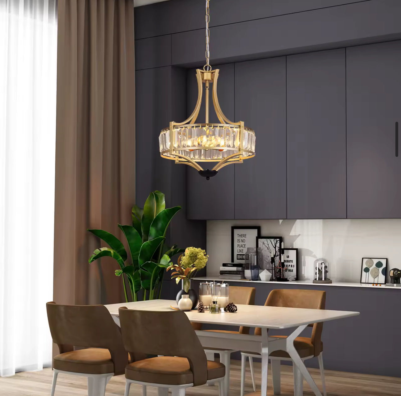 Gold Crystal Pendant Chandelier