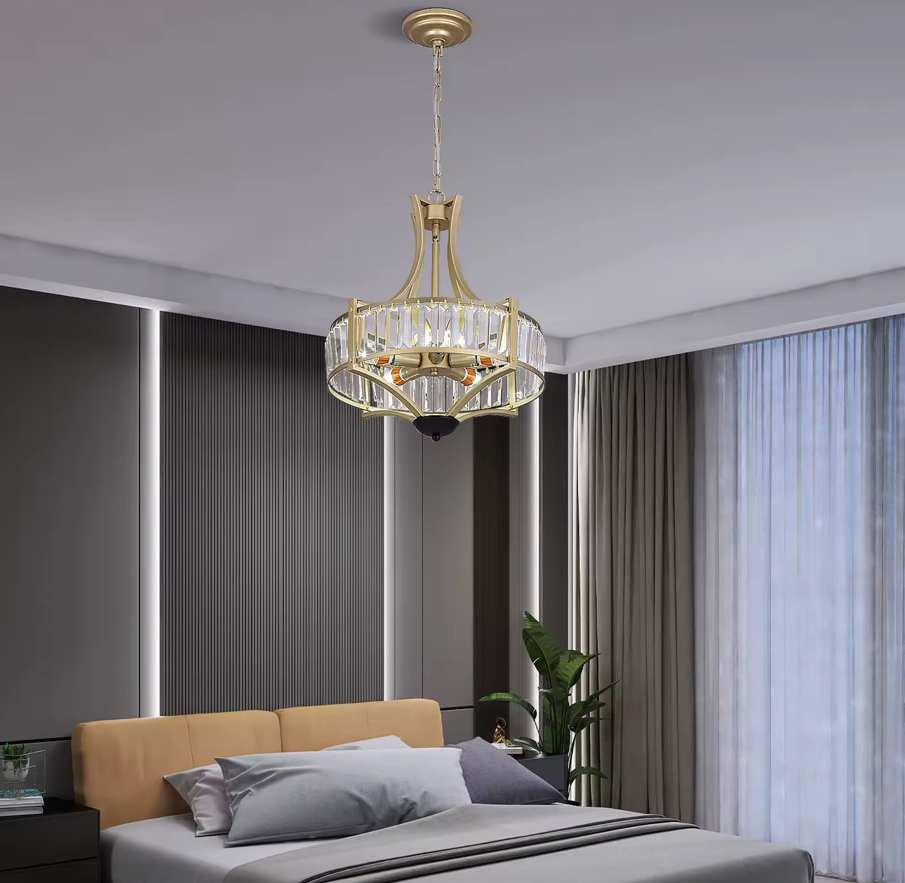 Gold Crystal Pendant Chandelier