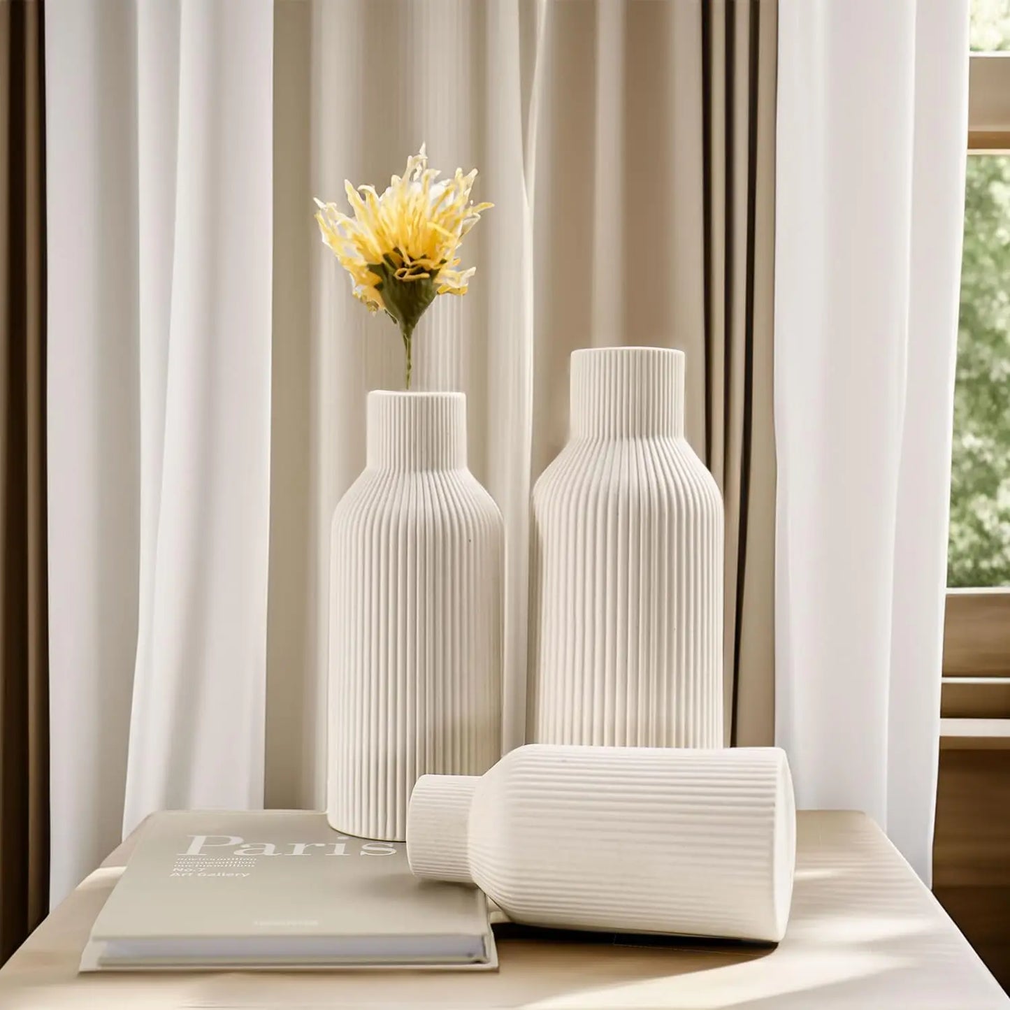 Set of 3 Minimalist Ceramic & Porcelain Vases – Modern Home Decor