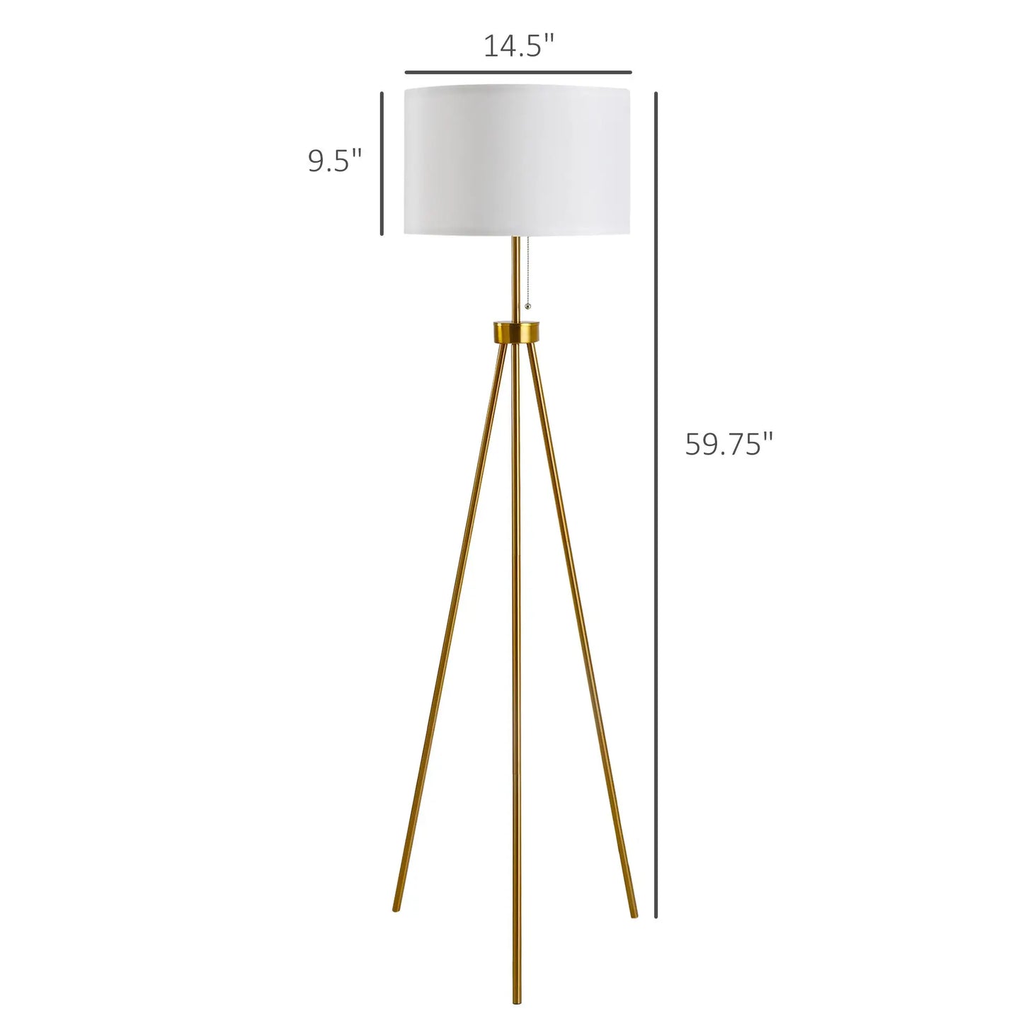 Luxury Tripod Floor Lamp – Contemporary Gold Frame with Classic Fabric Shade