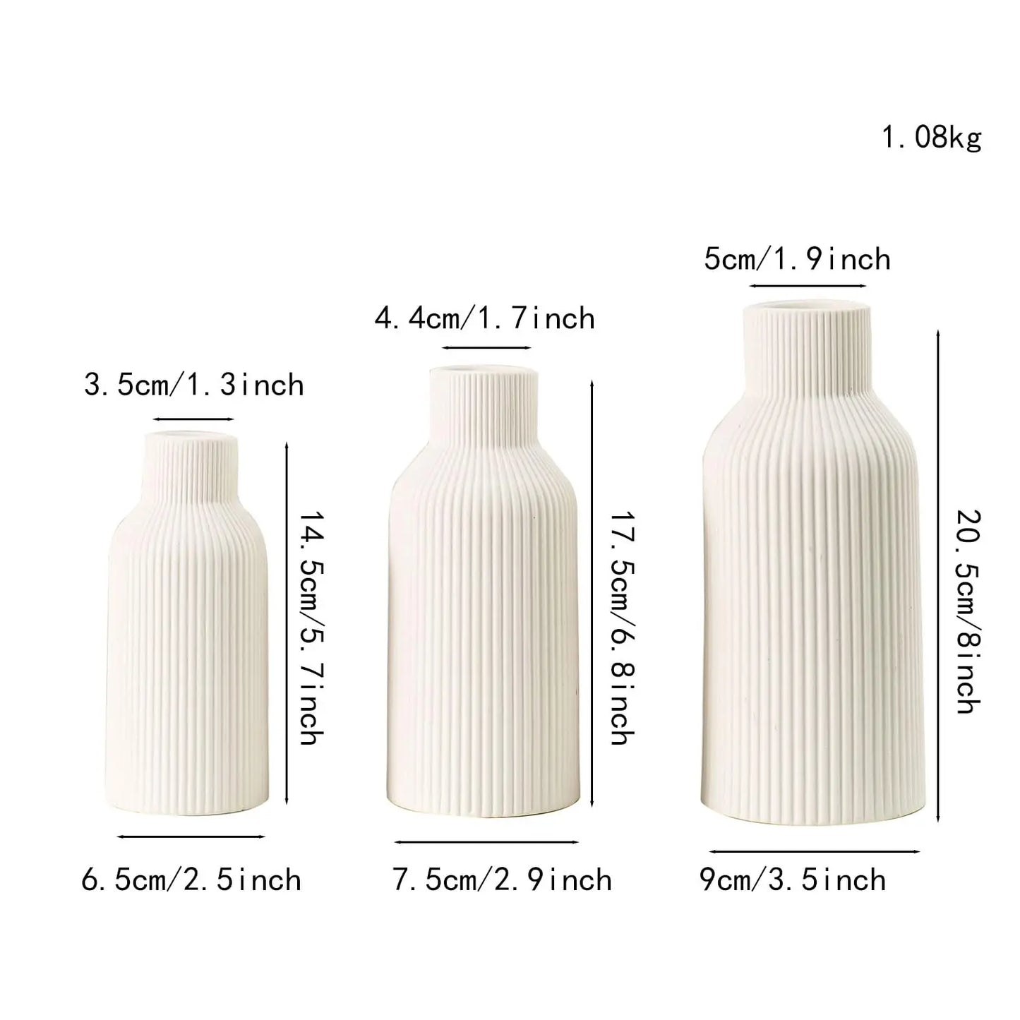 Set of 3 Minimalist Ceramic & Porcelain Vases – Modern Home Decor