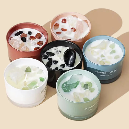Crystal Aromatherapy Soy Wax Candle – Multiple Scents