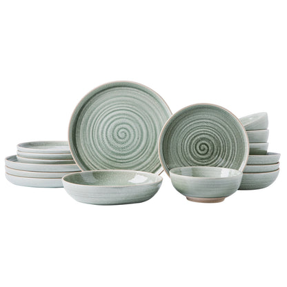 16-Piece Stoneware Dinnerware Set – Modern Luxury Style, Durable Ceramic with Unique Pattern