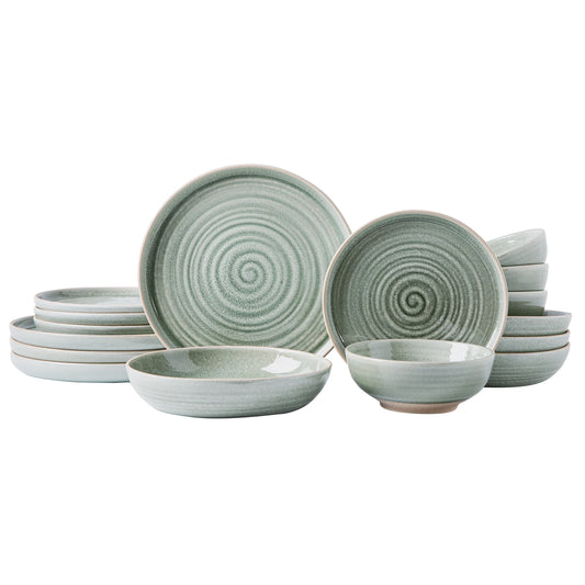 MONITO 16-Piece Stoneware Dinnerware Set – Modern Luxury Style, Durable Ceramic with Unique Pattern