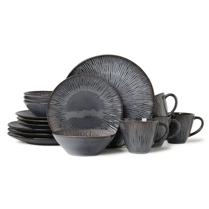 LUMORA 16-Piece Reactive Glaze Stoneware Dinnerware Set – Modern Luxury, Service for 4