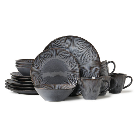 LUMORA 16-Piece Reactive Glaze Stoneware Dinnerware Set – Modern Luxury, Service for 4
