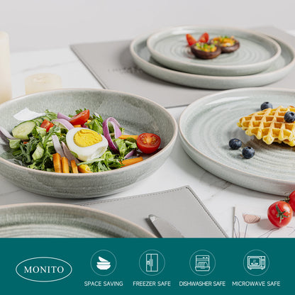 16-Piece Stoneware Dinnerware Set – Modern Luxury Style, Durable Ceramic with Unique Pattern