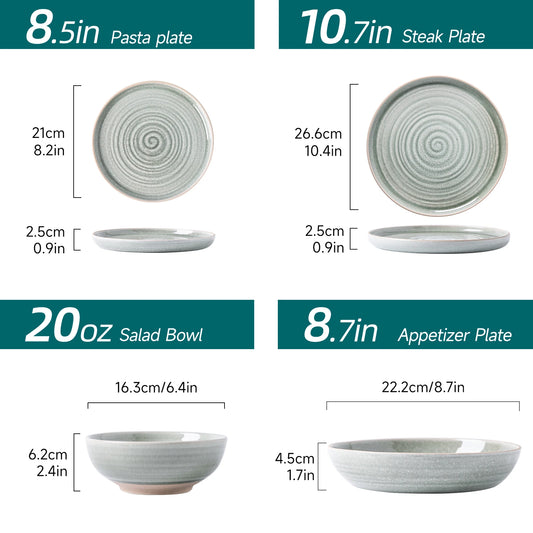 MONITO 16-Piece Stoneware Dinnerware Set – Modern Luxury Style, Durable Ceramic with Unique Pattern