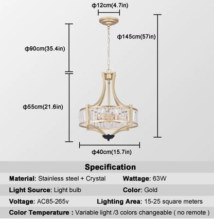 Gold Crystal Pendant Chandelier