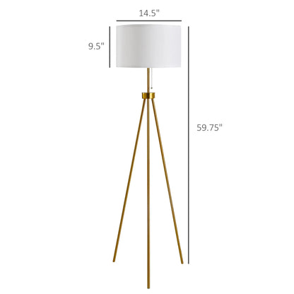 Luxury Tripod Floor Lamp – Contemporary Gold Frame with Classic Fabric Shade