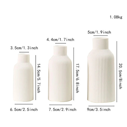 Set of 3 Minimalist Ceramic & Porcelain Vases – Modern Home Decor