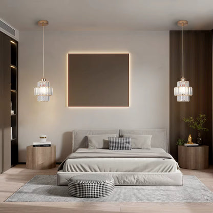 Crystal Pendant Light – Modern Iron & Crystal Chandelier, Gold or Black, Adjustable Height