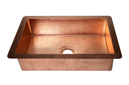 Luxury 33” Copper Drop-In Kitchen Sink